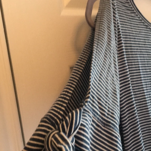blue and white stripped shirt, sleeve cut outs - Picture 2 of 3